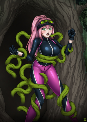 injuotoko, anime girl, pink hair, leggings, tentacles